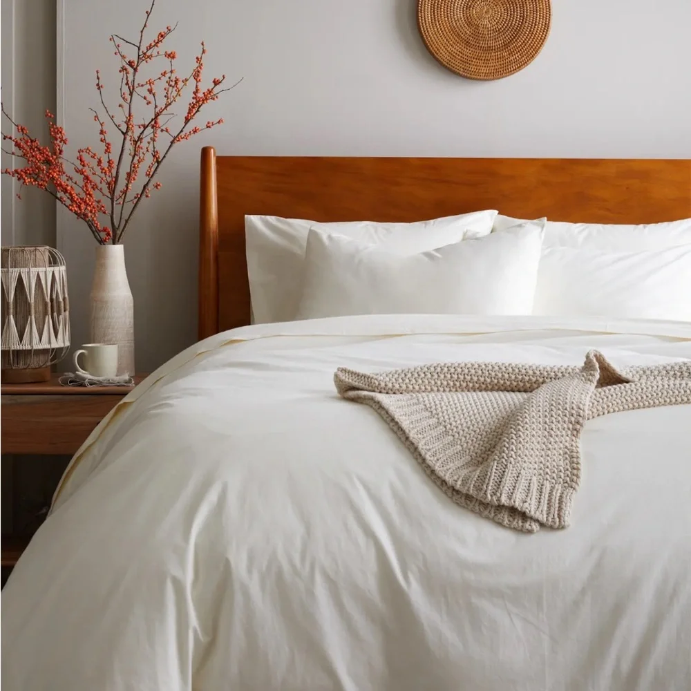 QUINCE Organic Brushed Cotton Duvet Cover Full Queen Ivory